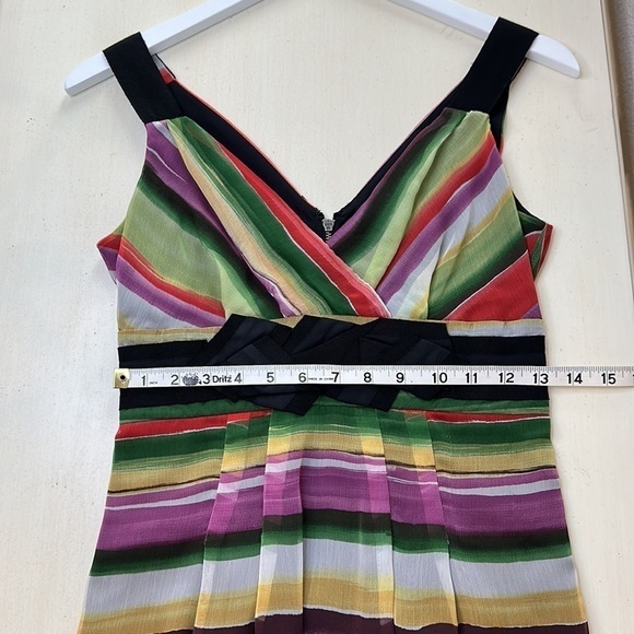 The Limited Colorful Sheer Overlay Empire Waist V Neck Cocktail Dress Size 2 - Picture 14 of 16